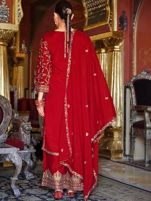 Women Ethnic Motifs Embroidered Regular Kurta with Palazzos & With Dupatta 5