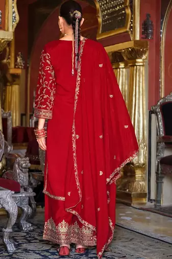 Women Ethnic Motifs Embroidered Regular Kurta with Palazzos & With Dupatta