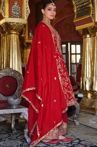 Women Ethnic Motifs Embroidered Regular Kurta with Palazzos & With Dupatta