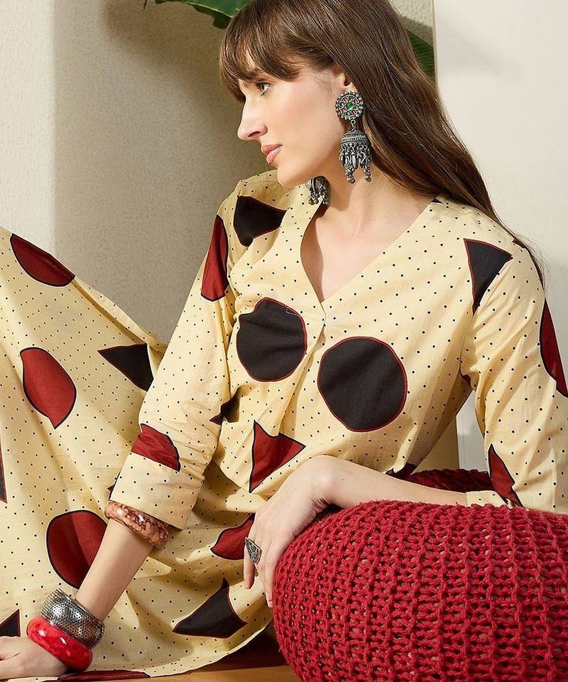 Women Printed Regular Pure Cotton Kurta with Trousers