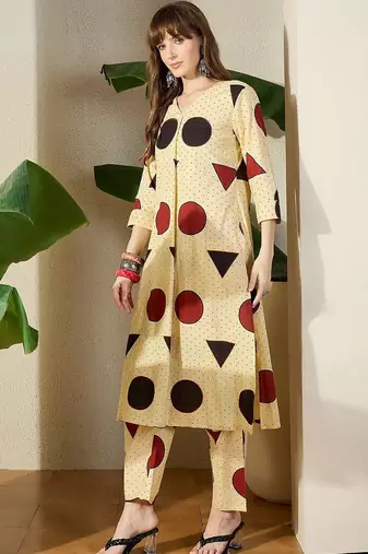 Women Printed Regular Pure Cotton Kurta with Trousers
