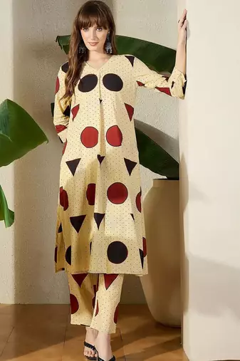 Women Printed Regular Pure Cotton Kurta with Trousers