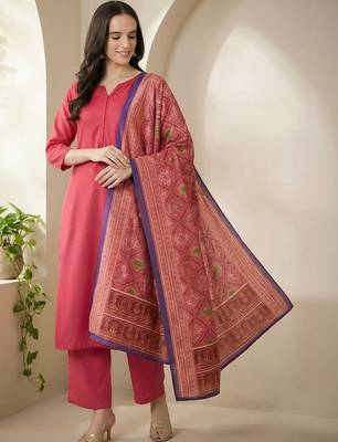 Women Ethnic Motifs Regular Kurta with Palazzos & With Dupatta 3