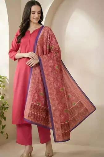 Women Ethnic Motifs Regular Kurta with Palazzos & With Dupatta