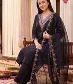 Women Ethnic Motifs Embroidered Regular Thread Work Kurta with Palazzos & With Dupatta