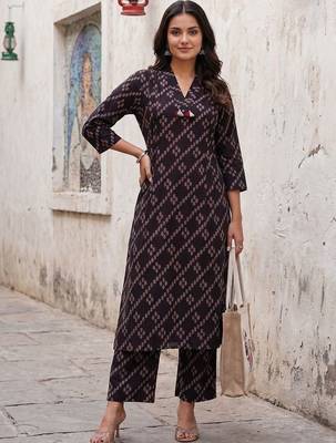Women Ethnic Motifs Printed Regular Pure Cotton Kurta with Trousers 4