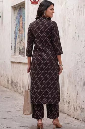 Women Ethnic Motifs Printed Regular Pure Cotton Kurta with Trousers