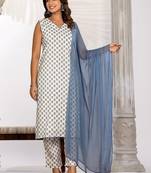 Women Ethnic Motifs Printed Regular Pure Cotton Kurta with Trousers & With Dupatta