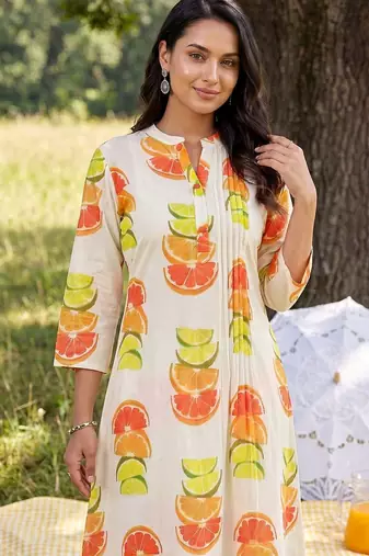 Women Printed Regular Pure Cotton Kurta with Trousers