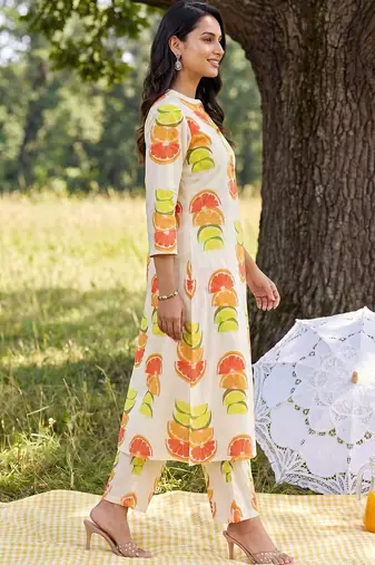 Women Printed Regular Pure Cotton Kurta with Trousers