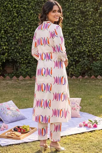 Women Printed Regular Pure Cotton Kurta with Trousers
