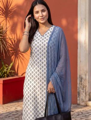 Women Ethnic Motifs Printed Regular Pure Cotton Kurta with Trousers & With Dupatta 2