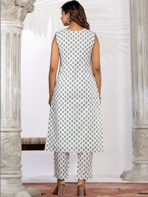 Women Ethnic Motifs Printed Regular Pure Cotton Kurta with Trousers & With Dupatta 4