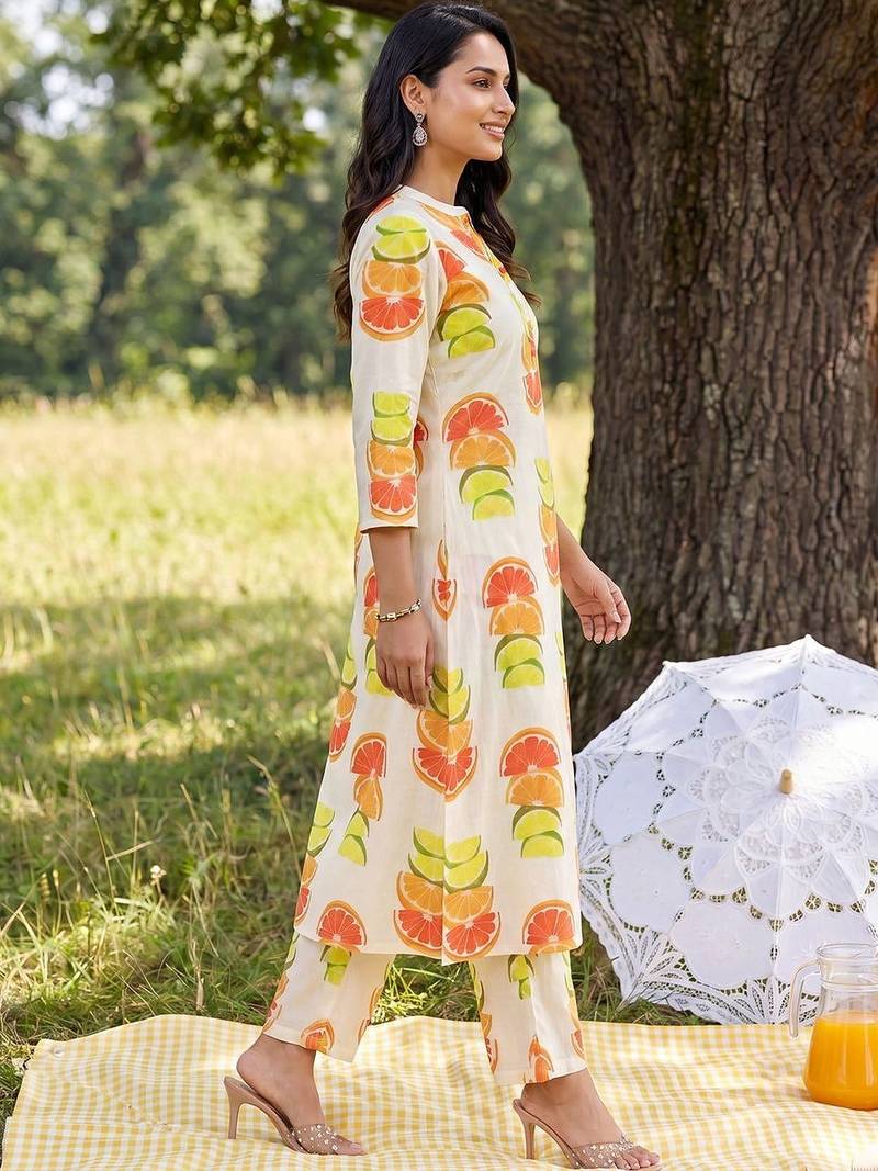 Women Printed Regular Pure Cotton Kurta with Trousers