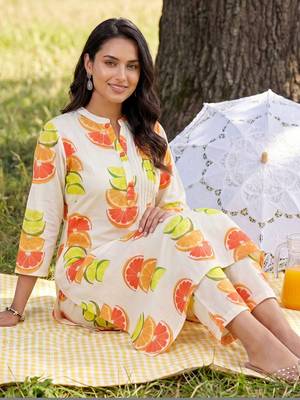 Women Printed Regular Pure Cotton Kurta with Trousers 5