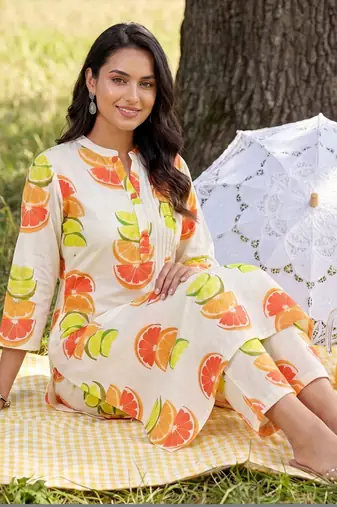 Women Printed Regular Pure Cotton Kurta with Trousers
