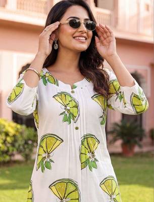 Women Printed Regular Pure Cotton Kurta with Trousers 2