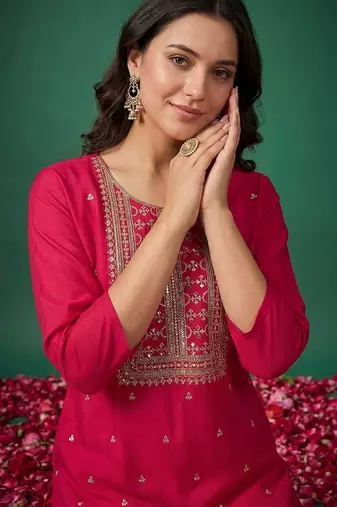 Women Ethnic Motifs Embroidered Regular Kurta with Trousers