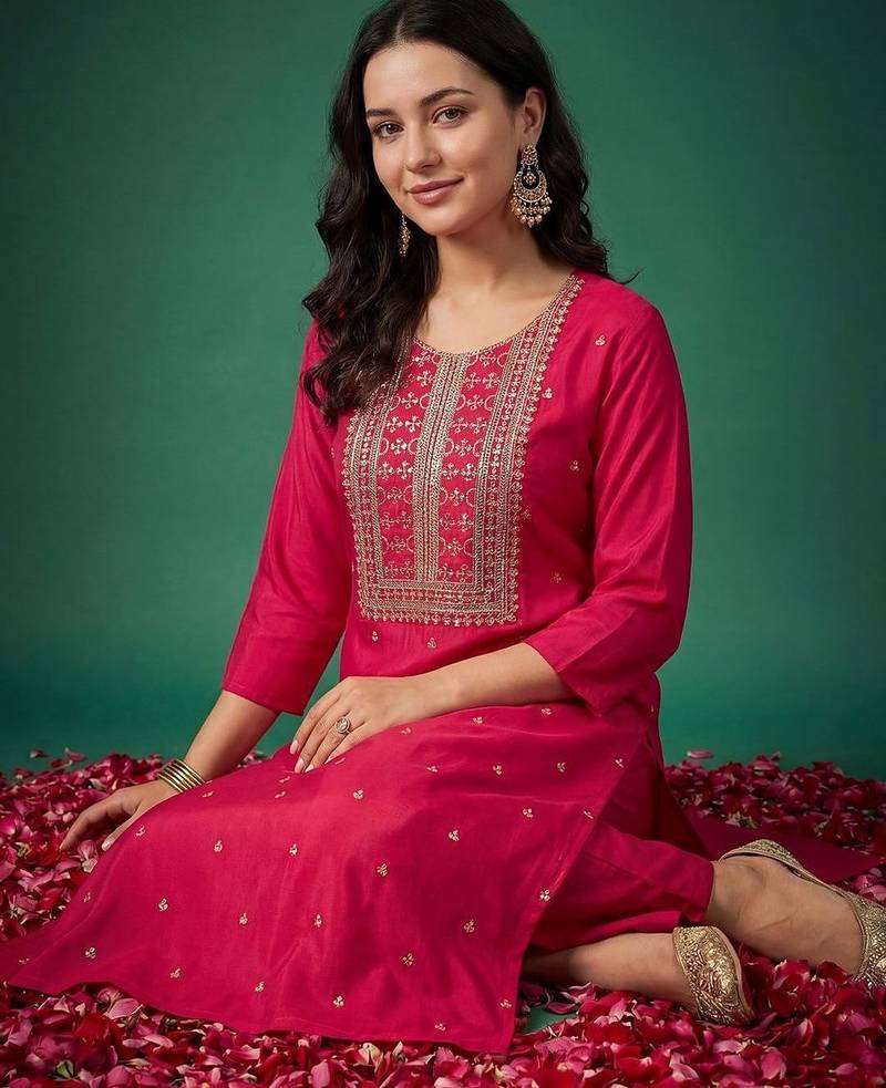 Women Ethnic Motifs Embroidered Regular Kurta with Trousers