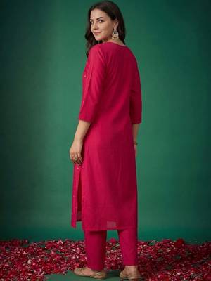 Women Ethnic Motifs Embroidered Regular Kurta with Trousers 5