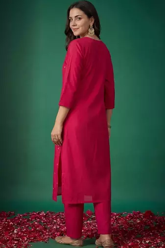 Women Ethnic Motifs Embroidered Regular Kurta with Trousers