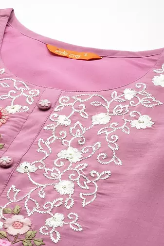 Women Floral Embroidered Regular Thread Work Kurta with Trousers & With Dupatta