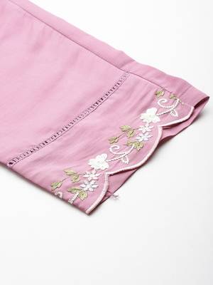 Women Floral Embroidered Regular Thread Work Kurta with Trousers & With Dupatta 6