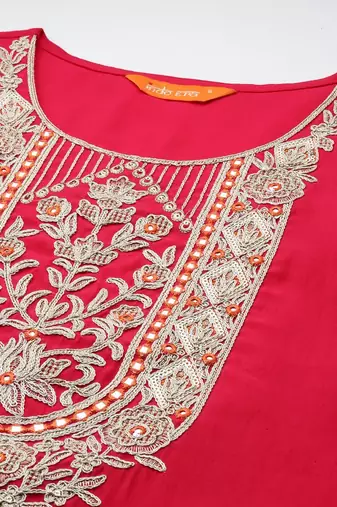 Women Ethnic Motifs Embroidered Regular Thread Work Kurta with Trousers & With Dupatta