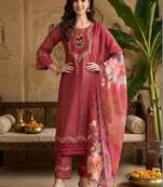 Women Ethnic Motifs Embroidered Regular Thread Work Kurta with Trousers & With Dupatta