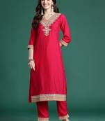 Women Ethnic Motifs Embroidered Regular Thread Work Kurta with Trousers