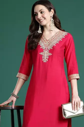 Women Ethnic Motifs Embroidered Regular Thread Work Kurta with Trousers