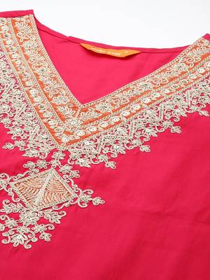 Women Ethnic Motifs Embroidered Regular Thread Work Kurta with Trousers 7