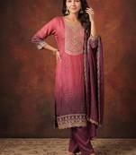 Women Ombre Dyed Regular Sequinned Kurta with Trousers & With Dupatta