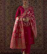Women Ethnic Motifs Embroidered Regular Kurta with Trousers & With Dupatta