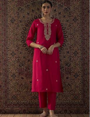 Women Ethnic Motifs Embroidered Regular Kurta with Trousers & With Dupatta 3