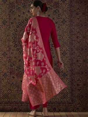 Women Ethnic Motifs Embroidered Regular Kurta with Trousers & With Dupatta 5