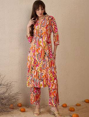 Women Paisley Printed Regular Pure Cotton Kurta with Trousers 1