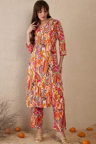 Women Paisley Printed Regular Pure Cotton Kurta with Trousers
