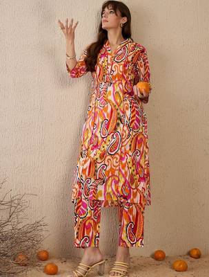 Women Paisley Printed Regular Pure Cotton Kurta with Trousers 3