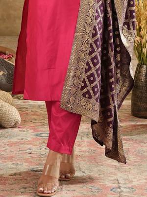 Women Embroidered Regular Kurta with Trousers & With Dupatta 5