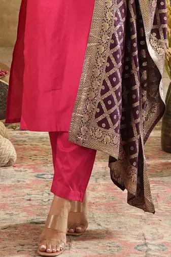 Women Embroidered Regular Kurta with Trousers & With Dupatta