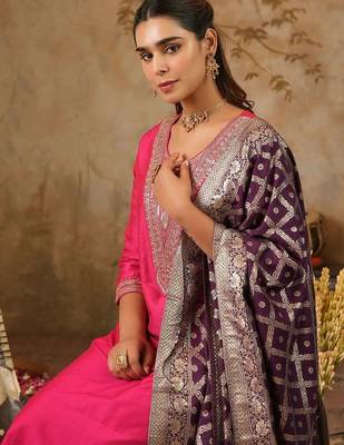 Women Embroidered Regular Kurta with Trousers & With Dupatta 6