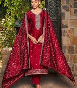 Women Ethnic Motifs Embroidered Regular Thread Work Kurta with Trousers & With Dupatta