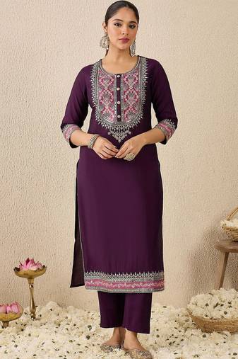 Women Ethnic Motifs Embroidered Regular Thread Work Kurta with Trousers & With Dupatta