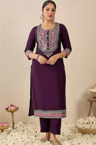 Women Ethnic Motifs Embroidered Regular Thread Work Kurta with Trousers & With Dupatta
