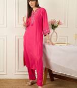 Women Ethnic Motifs Embroidered Regular Thread Work Kurta with Trousers