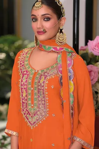 Women Ethnic Motifs Embroidered Regular Sequinned Kurta with Sharara & With Dupatta