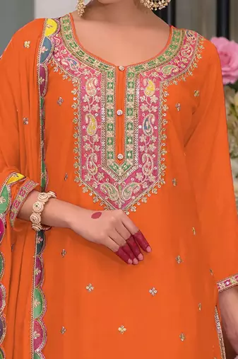 Women Ethnic Motifs Embroidered Regular Sequinned Kurta with Sharara & With Dupatta