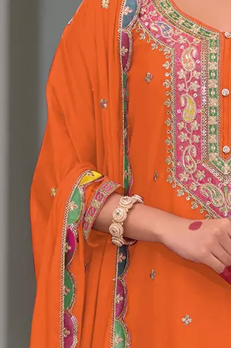 Women Ethnic Motifs Embroidered Regular Sequinned Kurta with Sharara & With Dupatta