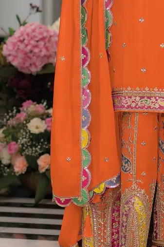 Women Ethnic Motifs Embroidered Regular Sequinned Kurta with Sharara & With Dupatta